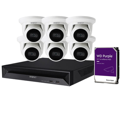 Hanwha Wisenet 5MP CCTV Kit – 6x CT-QNE-8011R Cameras + 8CH 4K NVR + Optional HDD – CT-QRN-830S