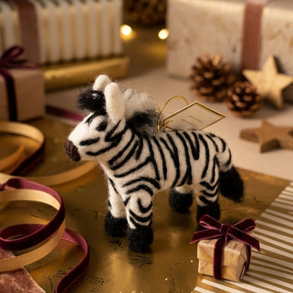 Handmade Wool Felt Zebra Ornament
