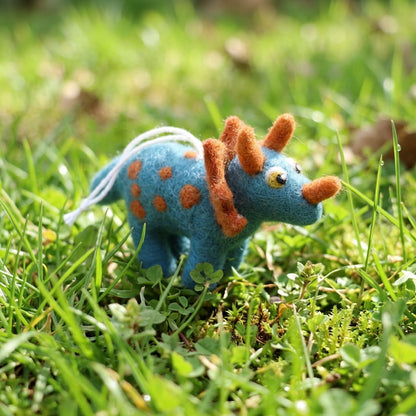 Handmade Wool Felt Triceratops Ornament