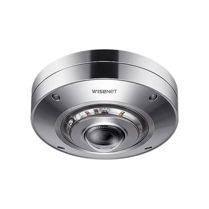 Hanwha Vision XNF-9010RS 12MP Stainless Steel IR Fisheye Camera – Rugged 360° Monitoring with Food-Grade Compliance x series