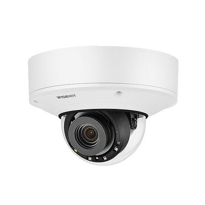 Hanwha Vision Wisenet X-Series HV-XNV-8081RE 5MP External Vandal IR Dome Camera with PoE Extender – Motorized Varifocal, Advanced AI Analytics, IP66/IK10+ | SKU: HV-XNV-8081REx series